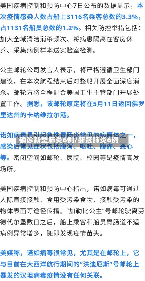 确诊新型肺炎6例/新冠肺炎6例